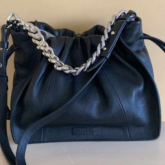 NWT VINCE CAMUTO BLACK LEATHER BAG - Picture 2 of 7